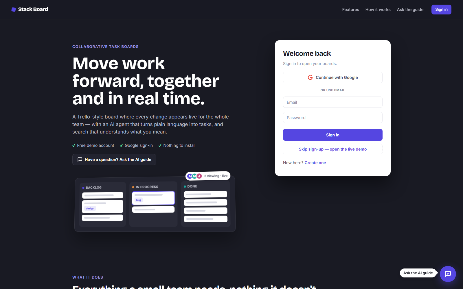 Stackboard screenshot